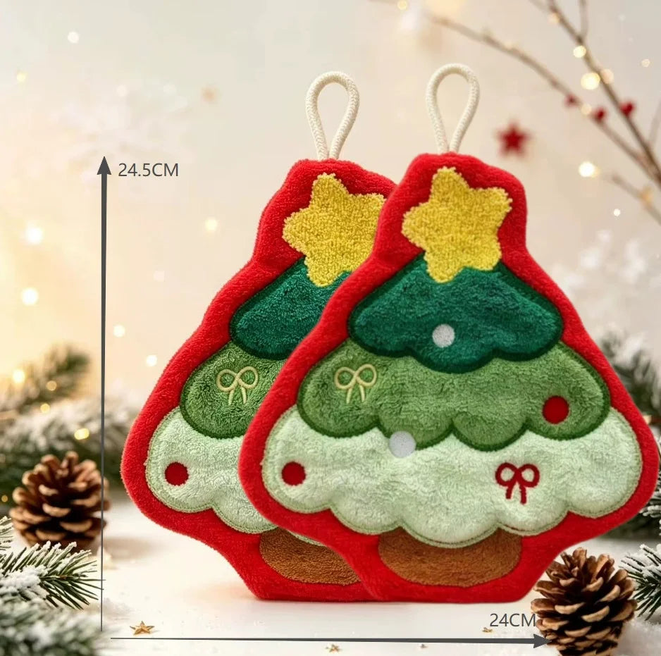 Kit de toalhas de mão de Natal com alça — 2 peças