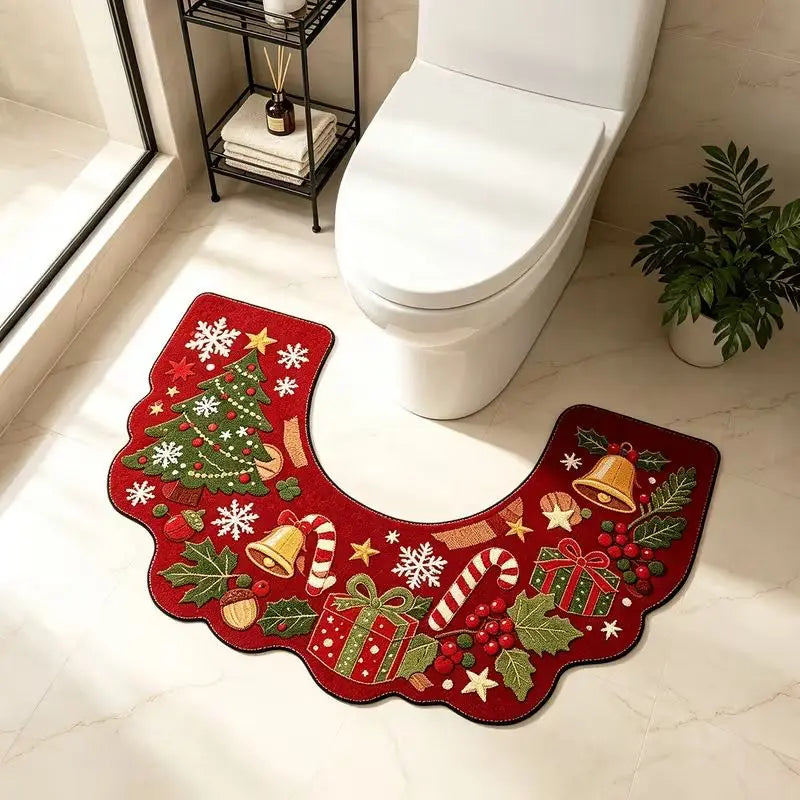 Tapete de Natal para vaso sanitário em U