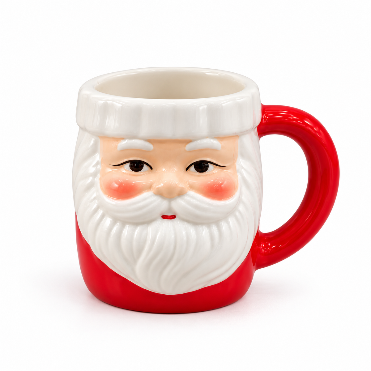 Caneca Papai Noel sem óculos sobre fundo claro