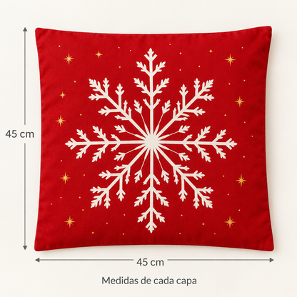 Capa natalina com medidas de 45 por 45 cm por peça