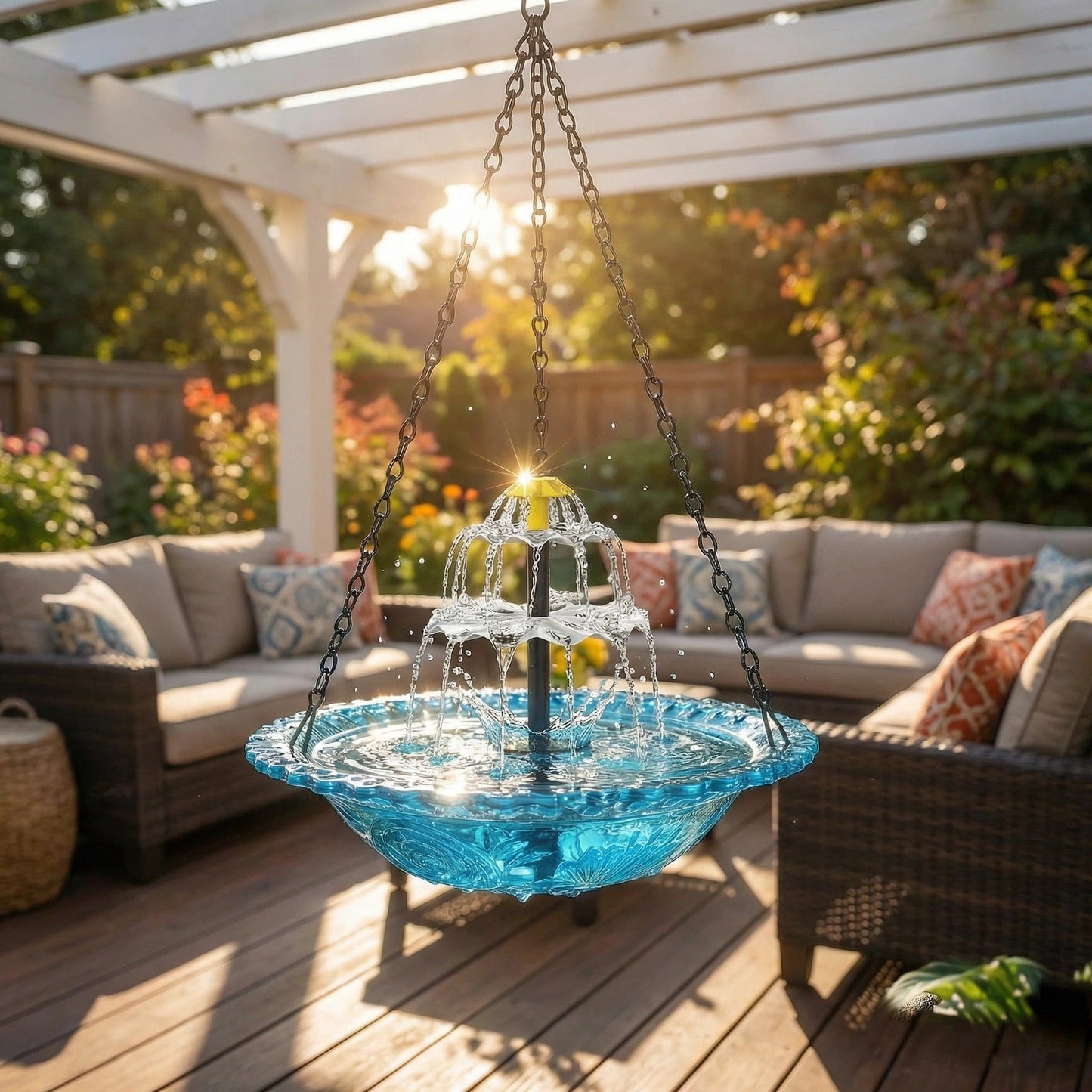 AquaBird - Fonte Solar Suspensa para Banho de Pássaros