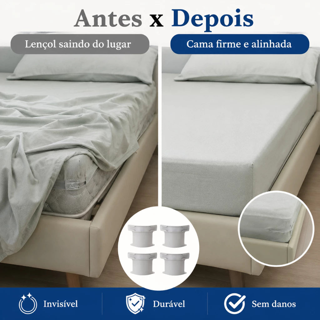 Comparação do lençol antes e depois de usar o fixador