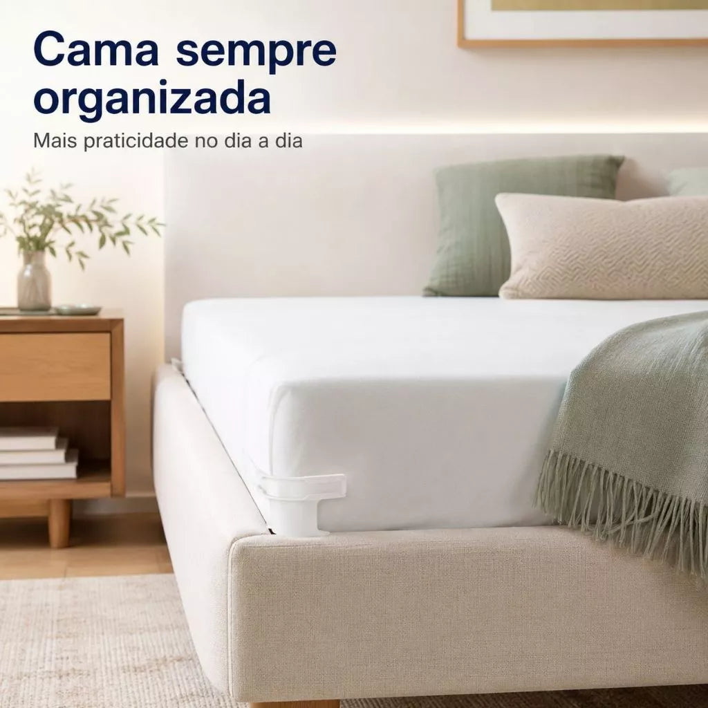 Cama organizada com fixador invisível para lençol