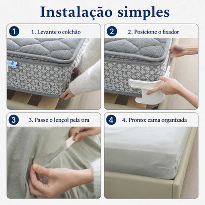 Instalação do fixador para lençol em quatro passos