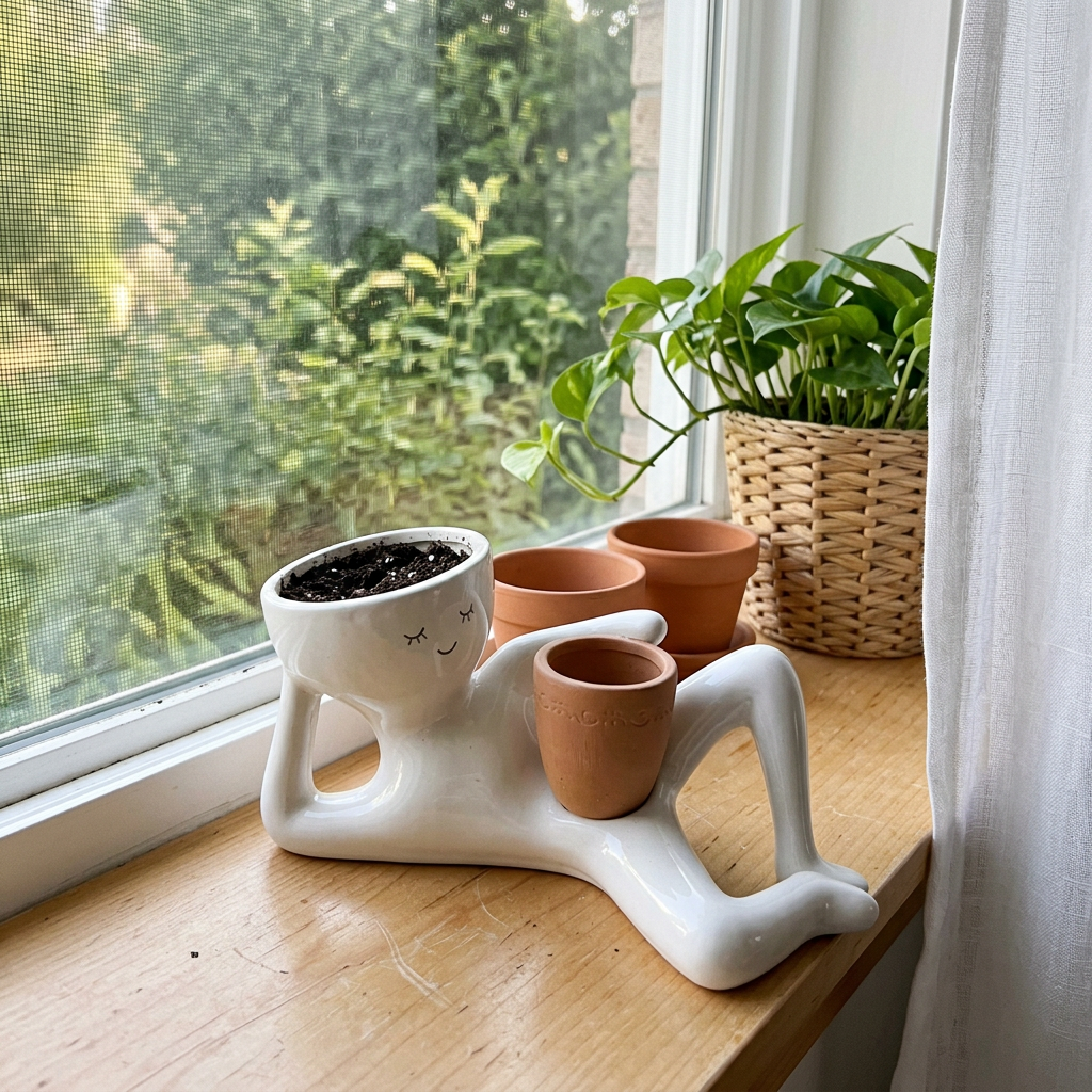 Zé Preguiça vaso decorativo, vista lateral