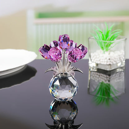 RosaEterna - Rosa de Cristal Decorativa em Vaso