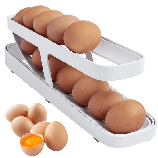 Porta ovos com rolagem automática - Cozinha - Armazenamento de ovos, Caixa de ovos, Guarda ovos, Organizador de ovos, Organizador de ovos na cozinha, Organizador de ovos na geladeira, Porta-ovos, Porta-ovos com estilo, Porta-ovos de cozinha, Porta-ovos econômico, Porta-ovos para geladeira, Porta-ovos prático, Suporte para ovos, Suporte para ovos de galinha, Suporte para ovos de galinha e Armazenamento de ovos frescos, Suporte para ovos frescos