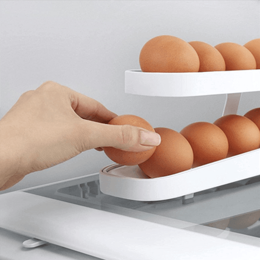 Porta ovos com rolagem automática - Cozinha - Armazenamento de ovos, Caixa de ovos, Guarda ovos, Organizador de ovos, Organizador de ovos na cozinha, Organizador de ovos na geladeira, Porta-ovos, Porta-ovos com estilo, Porta-ovos de cozinha, Porta-ovos econômico, Porta-ovos para geladeira, Porta-ovos prático, Suporte para ovos, Suporte para ovos de galinha, Suporte para ovos de galinha e Armazenamento de ovos frescos, Suporte para ovos frescos