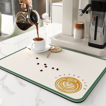 Tapete Ultra Absorvente Estampado - Cozinha - absorção rápida, acessórios de cozinha, anti-bacteriano, antiderrapante, bar, cafeteira, café, cantinho do café, cantinhodocafe, cozinha, drenagem de água, durável, estampado, higiene, lavagem de louças, Lavanderia, lavável, limpeza, louças, organização, resistente à água, secagem de louças, solução de secagem, tapete de pia, tapete de secagem de pratos, tapete escorredor de louça, ultra absorvente, utensílios de cozinha, utilidade doméstica