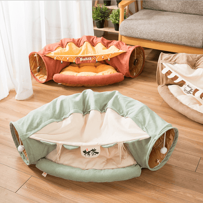 Toca do Gatinho - Pet - cama confortável para gatos, cama de gato, cama em formato de túnel, cama para gatos com brinquedos suspensos, cama para gatos com design moderno, cama para gatos com pelúcia macia, cama para gatos com área de descanso, cama para gatos de alta qualidade, caminha para gatos, diversão para gatos, pet, túnel de atividades para gatos, túnel para gatos, túnel para gatos com pelúcia macia, túnel para gatos com plataforma