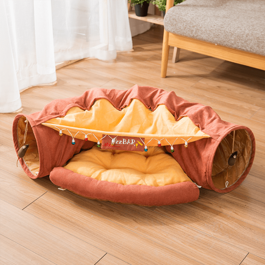 Toca do Gatinho - Pet - cama confortável para gatos, cama de gato, cama em formato de túnel, cama para gatos com brinquedos suspensos, cama para gatos com design moderno, cama para gatos com pelúcia macia, cama para gatos com área de descanso, cama para gatos de alta qualidade, caminha para gatos, diversão para gatos, pet, túnel de atividades para gatos, túnel para gatos, túnel para gatos com pelúcia macia, túnel para gatos com plataforma