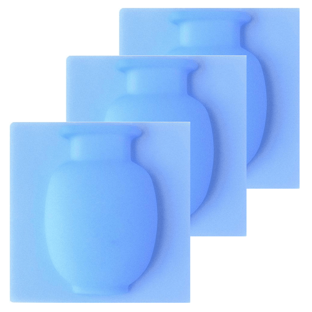 Vasos de silicone autocolantes - Kit com 3 - Decorações - suacasa - Casa Mefyto - Vasos de silicone autocolantes - Kit com 3