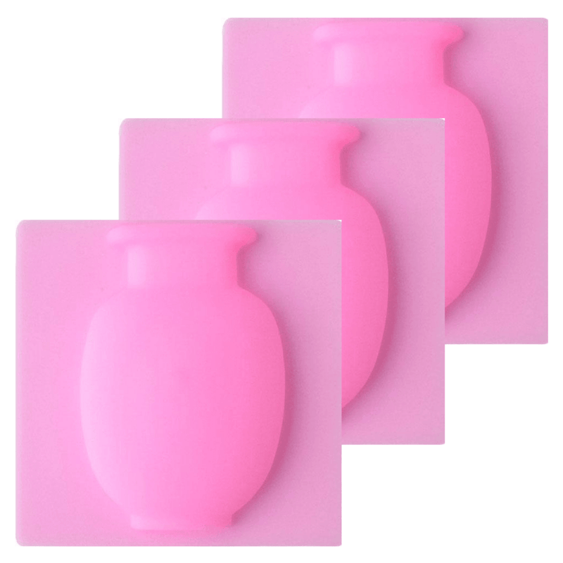 Vasos de silicone autocolantes - Kit com 3 - Decorações - suacasa - Casa Mefyto - Vasos de silicone autocolantes - Kit com 3